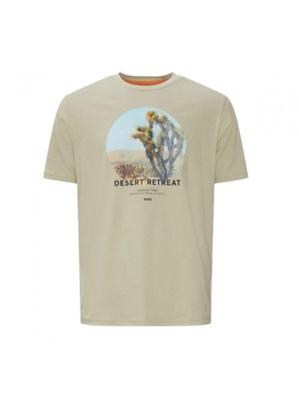 BOSS T-SHIRT ΜΠΕΖ ΜΕ ΣΤΑΜΠΑ