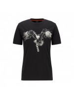 BOSS T-SHIRT ΜΑΥΡΟ ΜΕ ΣΤΑΜΠΑ