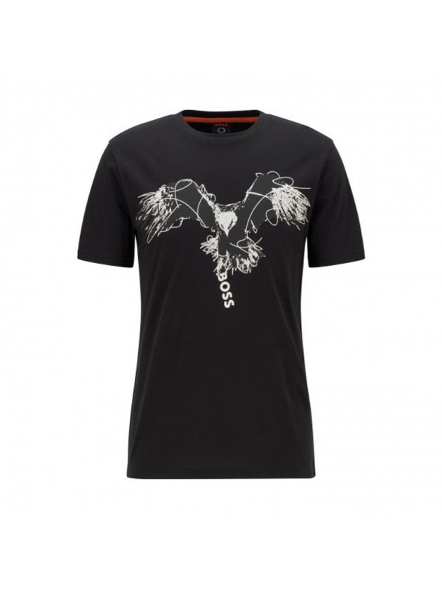 BOSS T-SHIRT ΜΑΥΡΟ ΜΕ ΣΤΑΜΠΑ