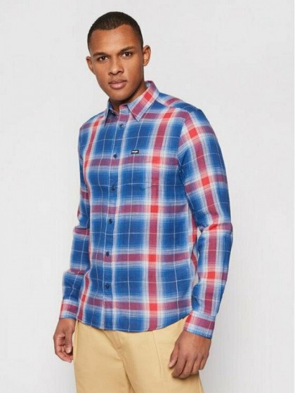 WRANGLER PLAID SHIRT BLUE