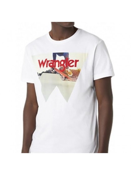 WRANGLER ΜΠΛΟΥΖΑ ΛΑΙΜΟΚΟΨΗ ΜΕ ΣΤΑΜΠΑ ΛΕΥΚΗ