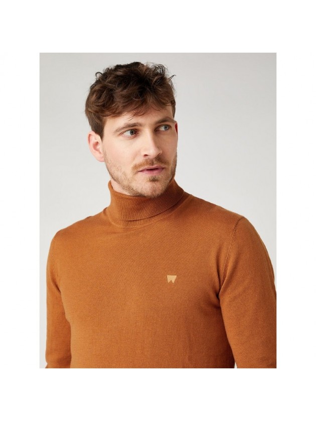 WRANGLER ROLL NECK KNIT NUTMEG MAROON