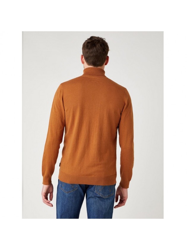 WRANGLER ROLL NECK KNIT NUTMEG MAROON