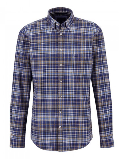 FYNCH HATTON ΠΟΥΚΑΜΙΣΟ FLANNEL ΜΠΛΕ
