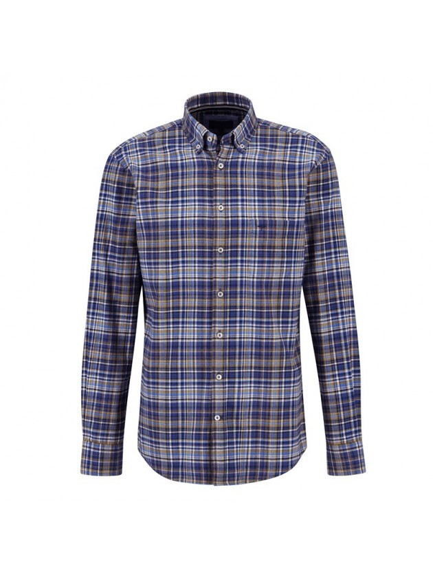 FYNCH HATTON ΠΟΥΚΑΜΙΣΟ FLANNEL ΜΠΛΕ