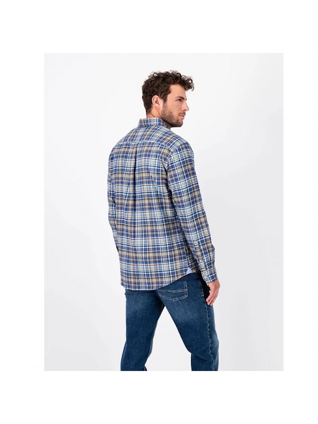 FYNCH HATTON ΠΟΥΚΑΜΙΣΟ FLANNEL ΜΠΛΕ