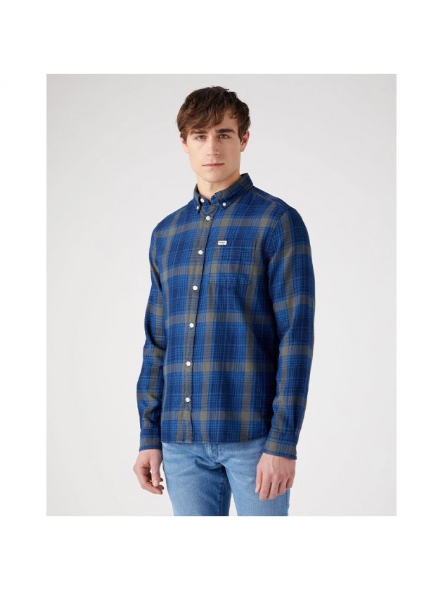 WRANGLER  ΠΟΥΚΑΜΙΣΟ ΚΑΡΩ ΜΠΛΕ