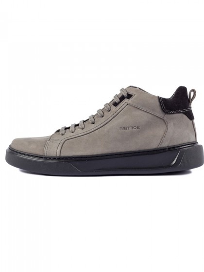 SOFTIES LEATHER SHOE WITH LACES GREY