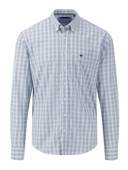 FYNCH-HATTON PLAID SHIRT BLUE-BORDEAUX