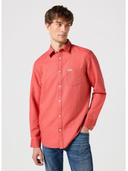 WRANGLER ΠΟΥΚΑΜΙΣΟ ΜΟΝΟΧΡΩΜΟ ΡΟΔΙ