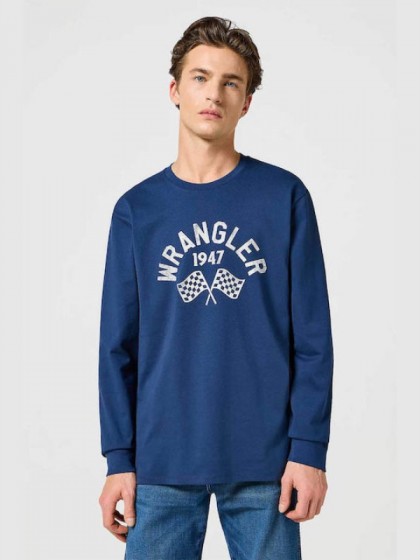 WRANGLER ΜΠΛΟΥΖΑ ΜΕ ΣΤΑΜΠΑ ΜΠΛΕ