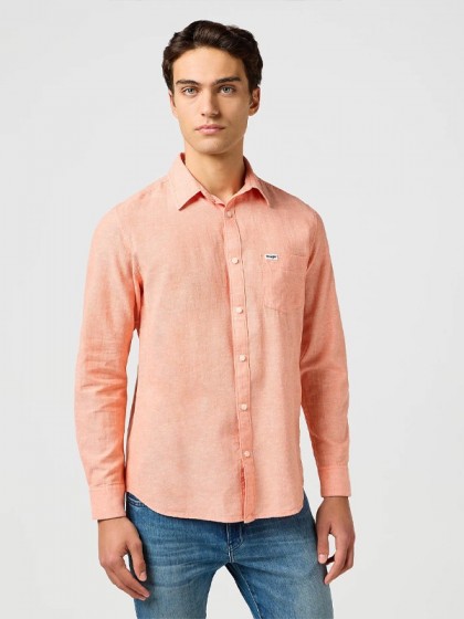 WRANGLER  ΠΟΥΚΑΜΙΣΟ ΜΟΝΟΧΡΩΜΟ ΠΟΡΤΟΚΑΛΙ