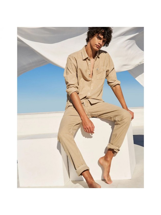 WRANGLER  ΠΟΥΚΑΜΙΣΟ ΜΟΝΟΧΡΩΜΟ ΜΠΕΖ
