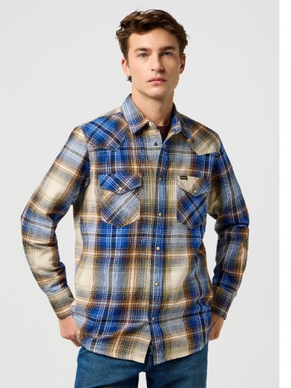 WRANGLER  ΠΟΥΚΑΜΙΣΟ ΚΑΡΩ ΤΑΜΠΑ-ΜΠΛΕ