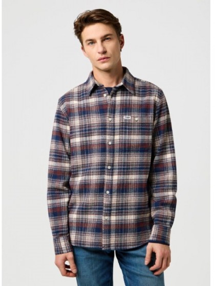 WRANGLER CHECKERED BORDEAUX-BLUE SHIRT