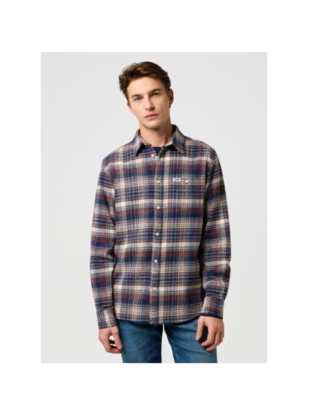WRANGLER CHECKERED BORDEAUX-BLUE SHIRT