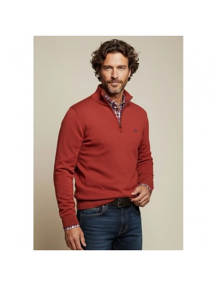 FYNCH HATTON KNIT ZIP BORDEAUX