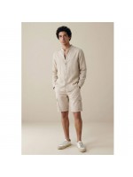 FYNCH HATTON LINEN SHIRT BEIGE WITH STAND UP COLLAR