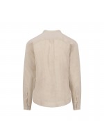FYNCH HATTON LINEN SHIRT BEIGE WITH STAND UP COLLAR