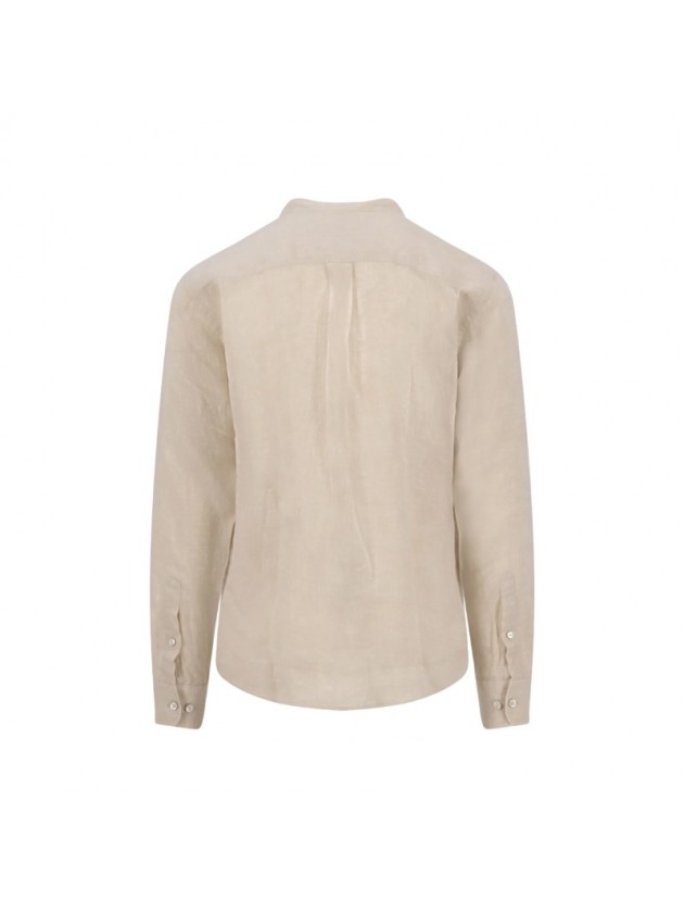 FYNCH HATTON LINEN SHIRT BEIGE WITH STAND UP COLLAR