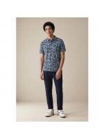FYNCH HATTON POLO BLUE SHIRT WITH ALL OVER PRINT