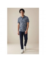 FYNCH HATTON POLO BLUE SHIRT WITH ALL OVER PRINT