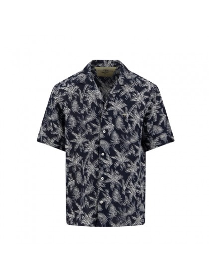 FYNCH HATTON LINEN SHIRT DESIGNED BLUE
