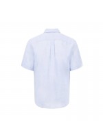 FYNCH HATTON SHORT SLEEVE LINEN SHIRT LIGHT BLUE