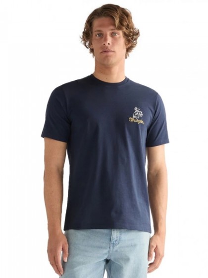WRANGLER T-SHIRT ΜΕ ΣΤΑΜΠΑ ΜΠΛΕ