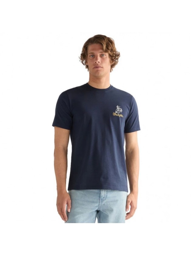 WRANGLER T-SHIRT ΜΕ ΣΤΑΜΠΑ ΜΠΛΕ