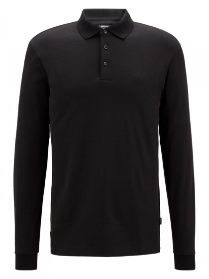 BOSS  ΜΠΛΟΥΖΑ ΠΟΛΟ ΜΟΝΟΧΡΩΜΗ ΜΑΥΡΗ