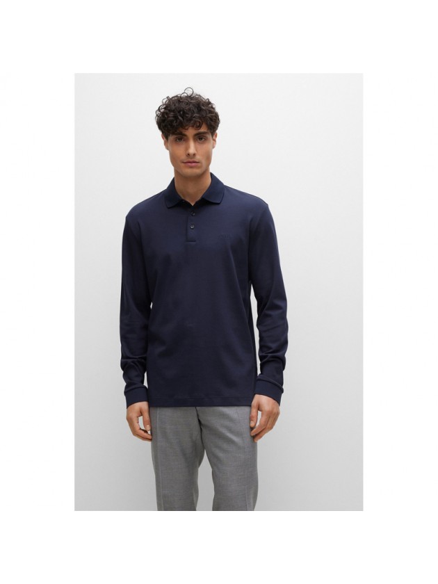 BOSS  ΜΠΛΟΥΖΑ ΠΟΛΟ ΜΟΝΟΧΡΩΜΗ ΜΠΛΕ