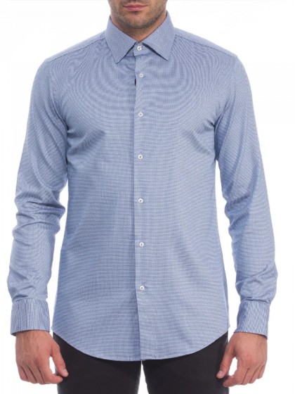 BOSS ΠΟΥΚΑΜΙΣΟ ΜΟΝΟΧΡΩΜΟ MΠΛΕ ΣΧΕΔΙΑΣΤΟ