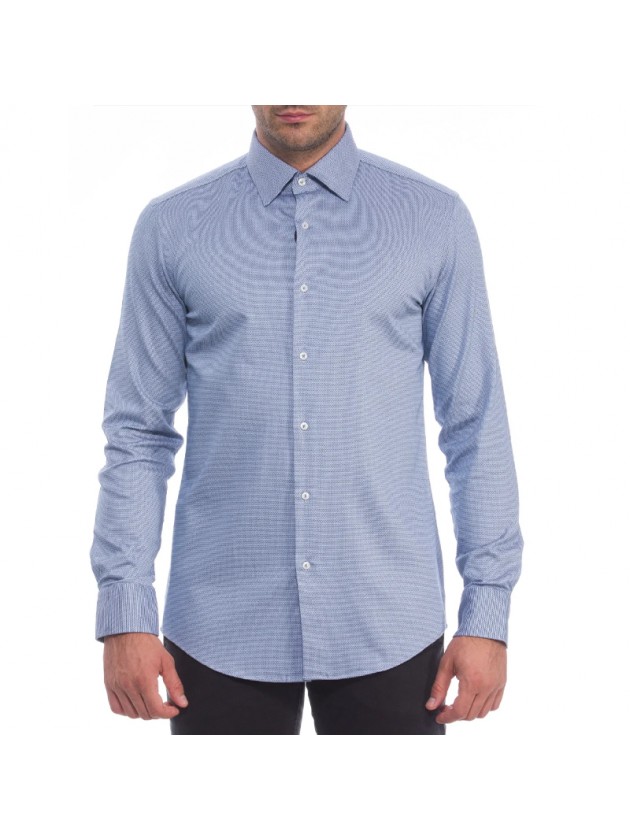 BOSS ΠΟΥΚΑΜΙΣΟ ΜΟΝΟΧΡΩΜΟ MΠΛΕ ΣΧΕΔΙΑΣΤΟ