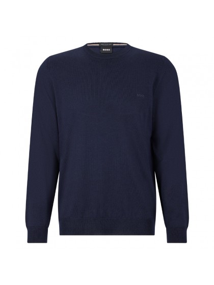 BOSS ΠΛΕΚΤΟ ΜΑΛΛΙΝΟ ΜΕ ΛΑΙΜΟΚΟΨΗ ΜΠΛΕ