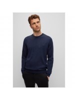 BOSS ΠΛΕΚΤΟ ΜΑΛΛΙΝΟ ΜΕ ΛΑΙΜΟΚΟΨΗ ΜΠΛΕ