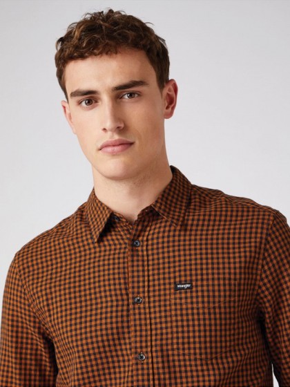 WRANGLER PLAID SHIRT MAROON