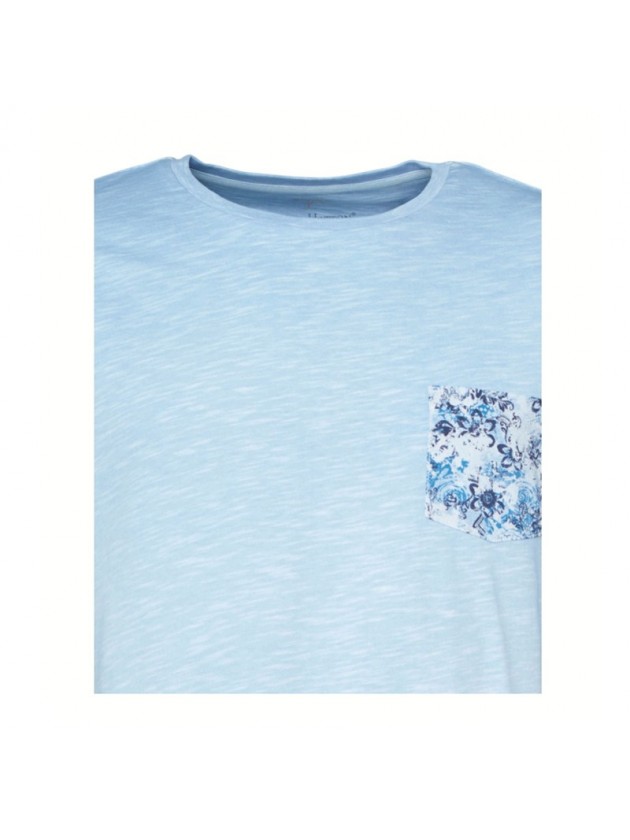 FYNCH HATTON T-SHIRT WITH POCKET LIGHT BLUE