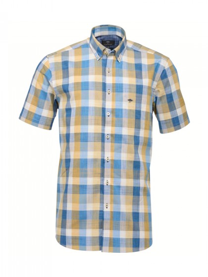 FYNCH HATTON PLAID SHIRT BLUE-YELLOW
