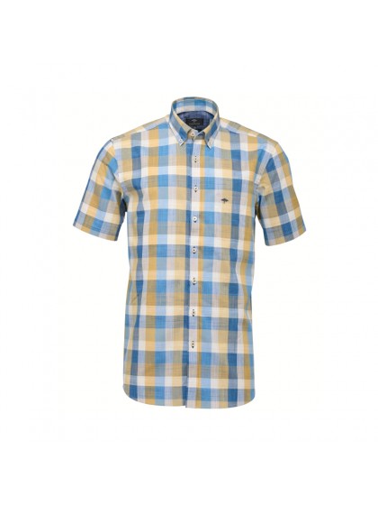 FYNCH HATTON PLAID SHIRT BLUE-YELLOW