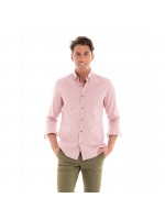 HUGO BOSS SHIRT WITH BUTTON IN THE COLLAR OPEN PINK