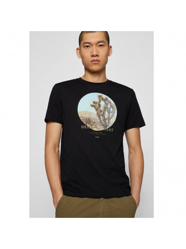 BOSS T-SHIRT ΜΑΥΡΟ ΜΕ ΣΤΑΜΠΑ