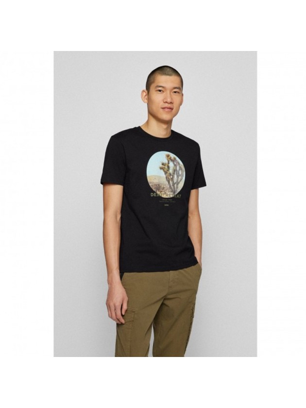 BOSS T-SHIRT ΜΑΥΡΟ ΜΕ ΣΤΑΜΠΑ