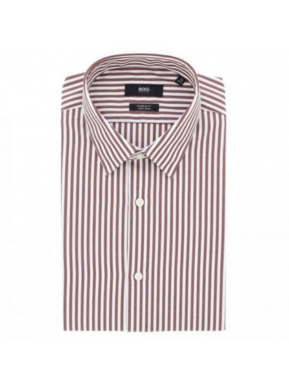 BOSS SHIRT STRIPED MAROON