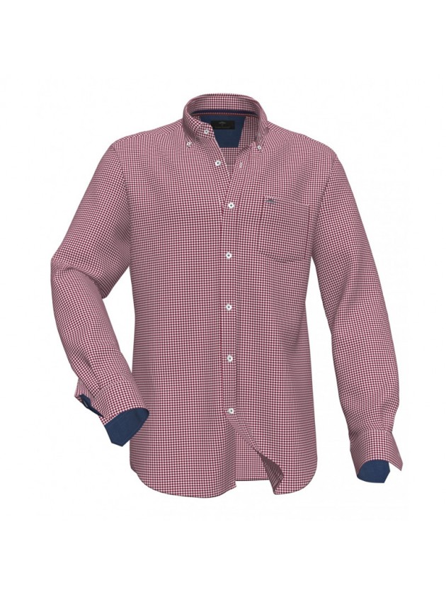 FYNCH HATTON PLAID ΩSHIRT BORDEAUX