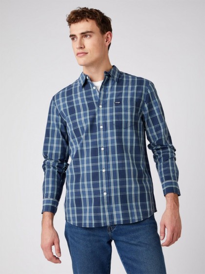 WRANGLER PLAID SHIRT BLUE