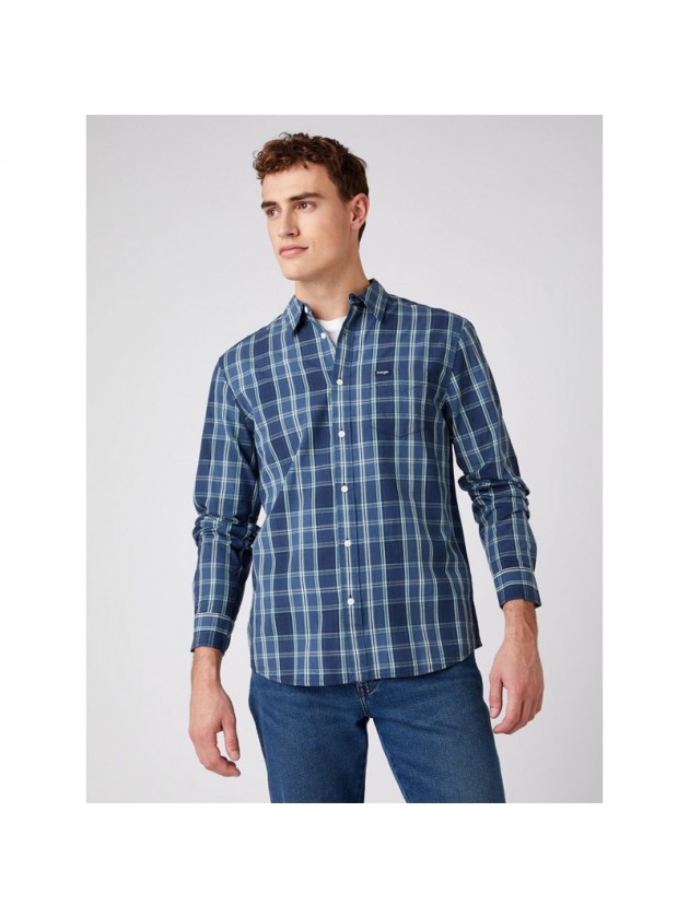 WRANGLER PLAID SHIRT BLUE