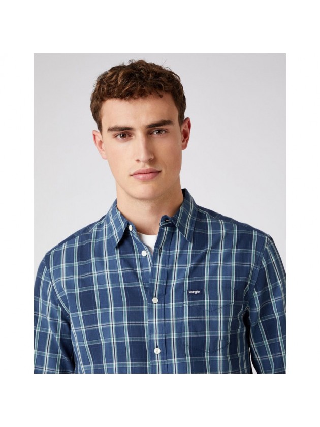 WRANGLER PLAID SHIRT BLUE