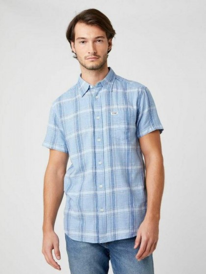WRANGLER PLAID SHIRT LIGHT BLUE