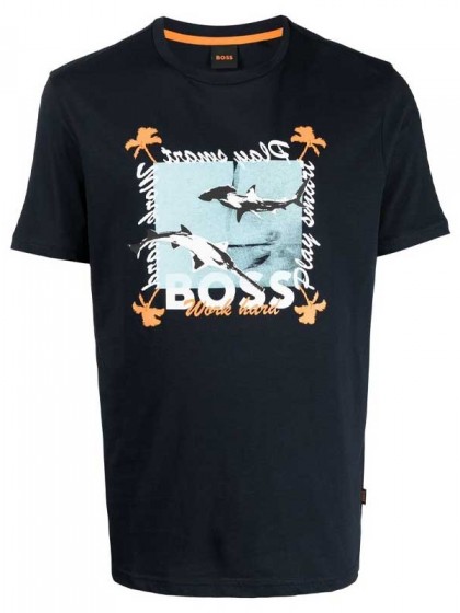 BOSS ΜΠΛΟΥΖΑ ΜΕ ΣΤΑΜΠΑ ΜΠΛΕ